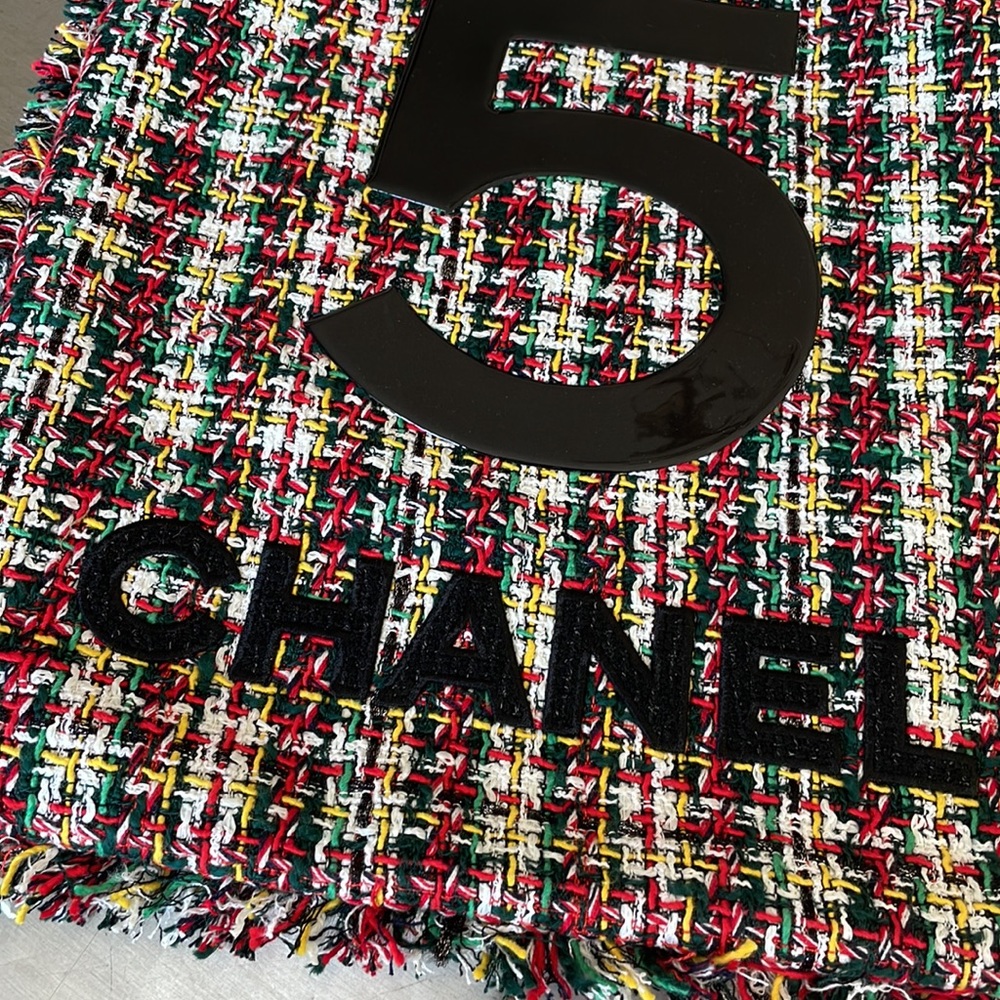 Chanel tweed no 5 tote shopper multi color bag black patent logo shoulder bag - Picture 3 of 10